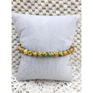 Artisan Yellow Turquoise Beaded Bracelet Stretch 6mm Gemstone Vibrant Unisex NEW